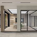 Modern Furniture Showroom With Open Space Glass Windows And Indoor Plants