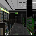 Modern Pharmacy Store Interior With Neatly Arranged Medicines And Green White Shelves