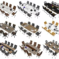 Modern Conference Table Designs With Wooden Tops And Colorful Office Chairs