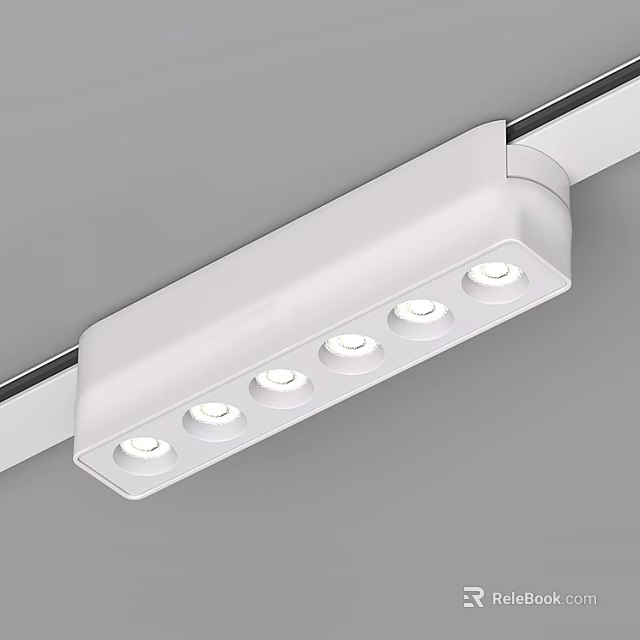 Modern White Track Mounted Ceiling Downlights Spotlights With Multiple LED Bulbs 3d model 