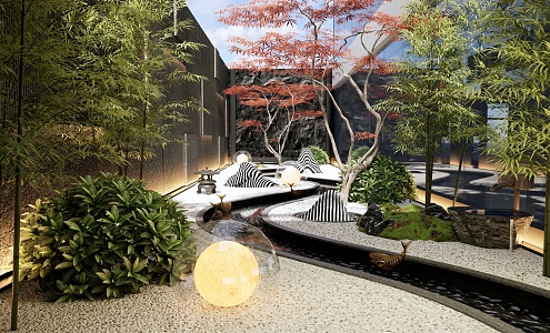 New Chinese Courtyard Landscape Setches 3d model