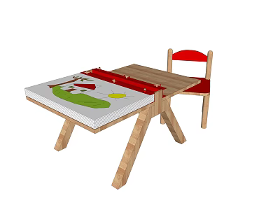 Modern Children's Table and Chair Children's Chair Table 3d model