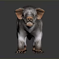 Realistic 3D Model of Striped Wild Boar Like Animal With Brown Ears And Claws