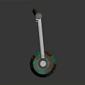 Wooden Street Light Pole With Green Black Shade And White Light Fixture
