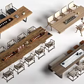 Modern Rustic Wooden Dining Tables With Matching Chairs And Tabletop Decorations