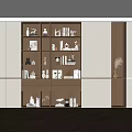 Modern Built in Bookcase With Multiple Compartments Books And Decorative Figurines