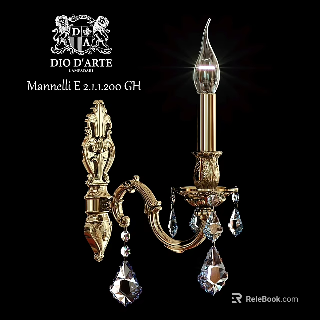 Elegant Classic Golden Wall Sconce With Crystal Decorations And Intricate Ornate Details 3d model 