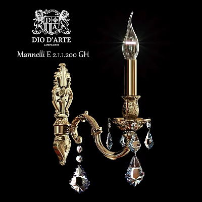 Elegant Classic Golden Wall Sconce With Crystal Decorations And Intricate Ornate Details 3d model
