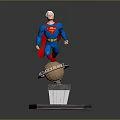 Detailed Superman 3D Action Figure Floating Above Globe With Hexagonal Base