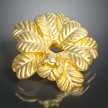 Golden Plant Leaves Forming Flower Shaped Decorative Ornament With Shiny Surface