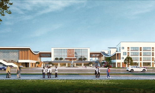 New Chinese School Middle School Building with Site 3d model