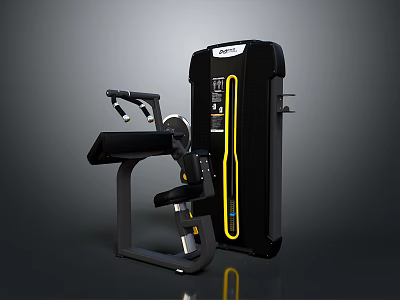 Fitness Strength Training Machine With Black Yellow Design Ergonomic Seat Control Panel And Padded Handles 3d model