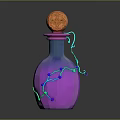 Decorative Bottle With Orange Top And Blue Purple Gradient Body And Green Spiral Decor