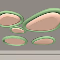 Green Modern Irregular Shape Multiple Panels Illuminated Ceiling Light For Minimalist Home Interior 3d model