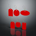 Set Of Red Price Tags With Various Shapes And Hanging Strings
