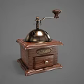 Retro Style Manual Coffee Grinder Wooden Base Kitchen Appliance With Metal Parts