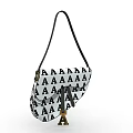 Stylish Bag With Black Strap Repeating A Letters And Eiffel Tower Charm 3d model