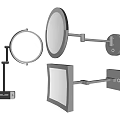 Wall Mounted Bathroom Mirrors With Adjustable Arm Round And Square Shapes 3d model