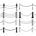 Different Design Chain Link Fences With Black White Gray Posts 3d model