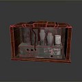 Vintage Electronic Device Red Frame Box With Cylindrical Components And Metal Elements