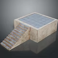 Architectural Concrete Structure With Stairs Leading To Square Tile Platform 3d model