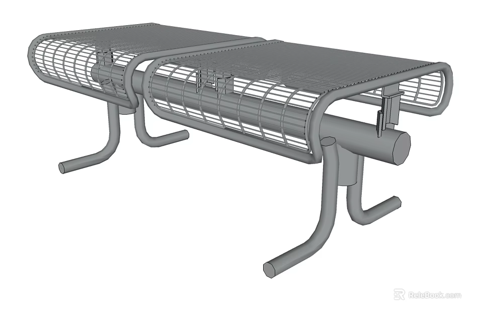 Outdoor Landscape Bench Featuring Metal Grid Design And Durable Structure 3d model 