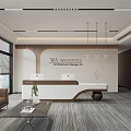 Modern company front desk background wall sofa reception area sofa chandelier 3d model