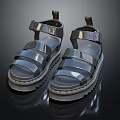 Stylish Metallic Sandals With Multiple Straps And Thick Shiny Sole Design