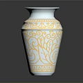 Intricate Sculpture Carving Vase With Blue And Gold Decorative Patterns 3d model