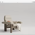 Cozy Modern Single Sofa With Light Upholstery Wooden Legs And Striped Throw Blanket