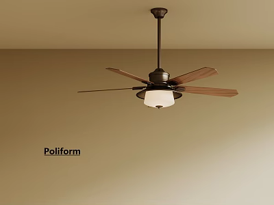Poliform Ceiling Fan Design With Wooden Blades And Central Light 3d model
