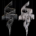 Modern Spiral Chandelier Design With Twisted Metal Frame And Hanging Pendants