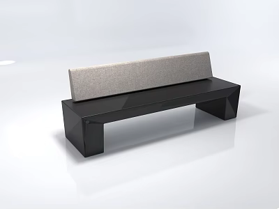 Modern Three Seater Sofa With Gray Fabric Backrest And Black Sleek Frame 3d model