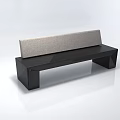 Modern Three Seater Sofa With Gray Fabric Backrest And Black Sleek Frame 3d model
