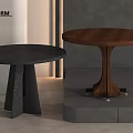 Modern Round Table Negotiation Table Solid Wood Round Side Table 3d model