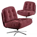 Green Modern Accent Chair With Button Tufted Backrest Plush Cushion Seat and Metal Swivel Base
