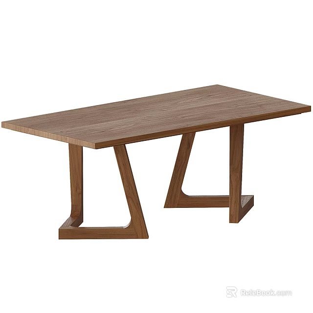 Rectangular Wooden Dining Table With V Shaped Legs Modern Simple Design 3d model 