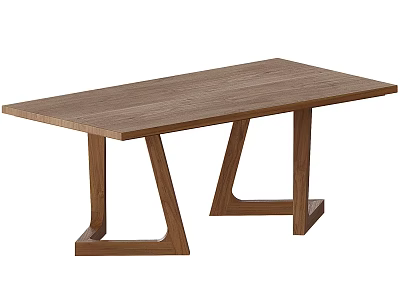Rectangular Wooden Dining Table With V Shaped Legs Modern Simple Design 3d model