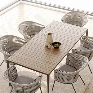Modern outdoor dining table and chair combination 3d model