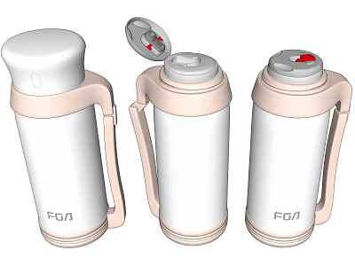 White and Pink FGA Insulated Cups with Handle and Open Lid Design 3d model