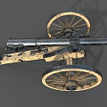 Historical Old Cannon Weapon With Wooden Wheels And Metal Barrel