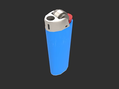 Portable Modern Blue Electronic Lighter with Silver Top and Red Button 3d model
