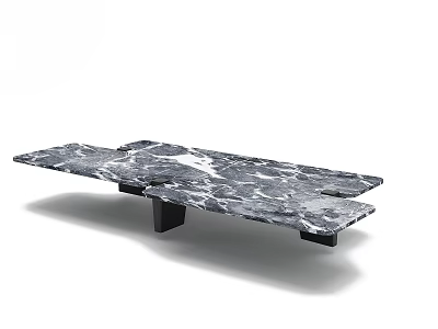 Modern Marble Coffee Table With Sleek Black Base And Natural Surface Texture 3d model