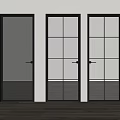 Modern Interior Hinged Doors With Black Frames And Various Glass Designs 3d model