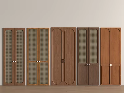 Various Wooden Door Designs With Glass Panels And Classic Patterns 3d model