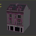 Three Story Traditional Residential Building With Gray Roof Beige Exterior And Ground Floor Delicatessen
