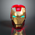 Advanced Iron Man Weapon Helmet With Red And Gold Design And Blue Luminous Eyes