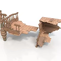 Ancient Historical Architecture Ruins With Broken Steps Railings And Damaged Walls