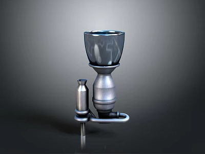 Industrial Metal Equipment With Upper Funnel And Lower Support Structure 3d model