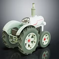 Toy Tractor Model With White Body Large Wheels And Red Hubcaps